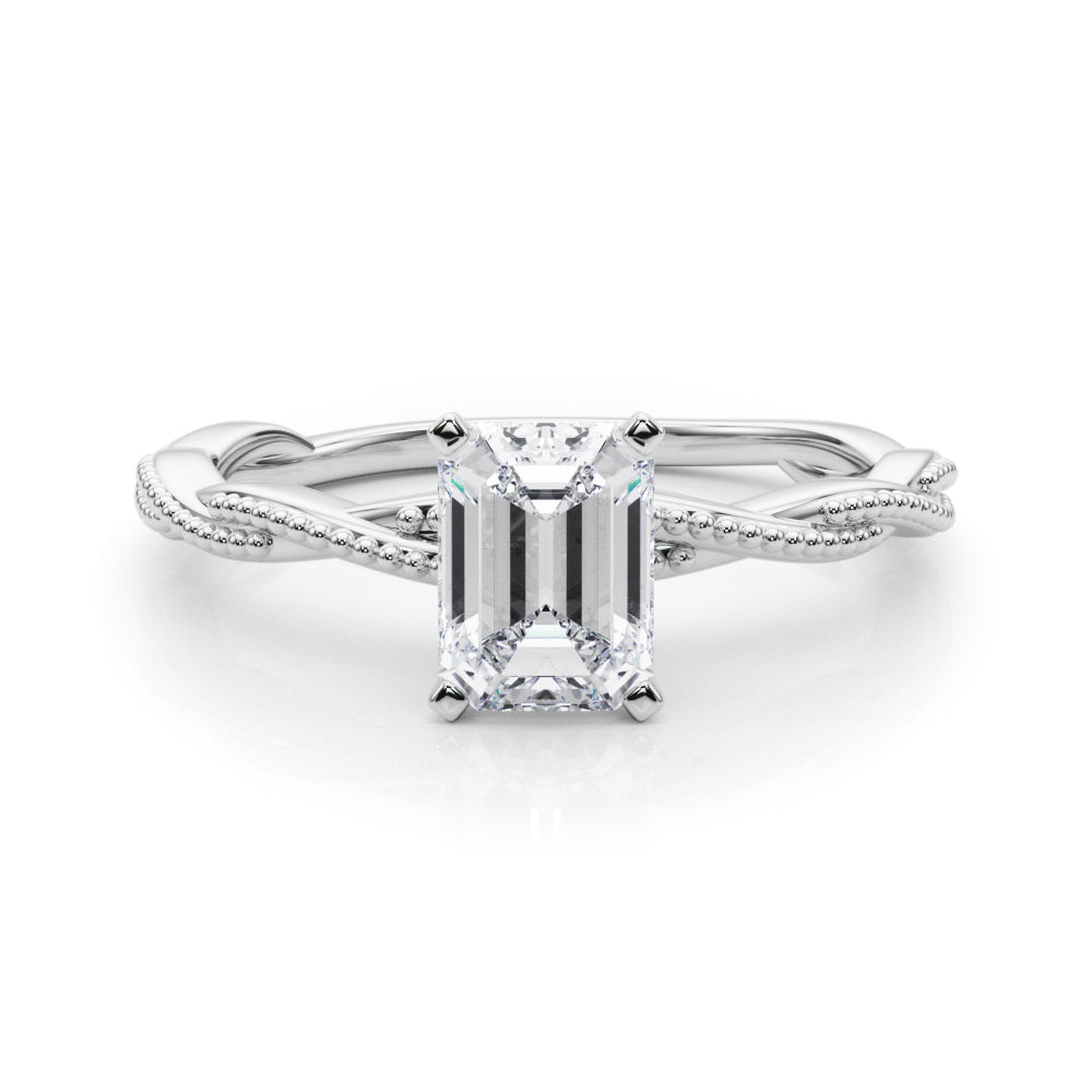 Anastasia Twisted Vine Emerald Diamond Solitaire Engagement Ring-VIRABYANI